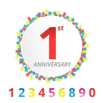 Label over confetti. Vector holiday anniversary 库存插图