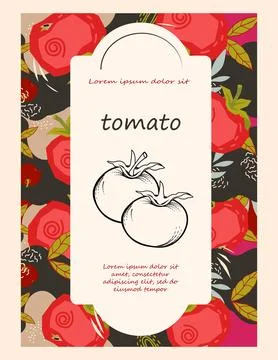 Label packaging background for tomato ketchup or vegetable vector illustratio Stock Illustration