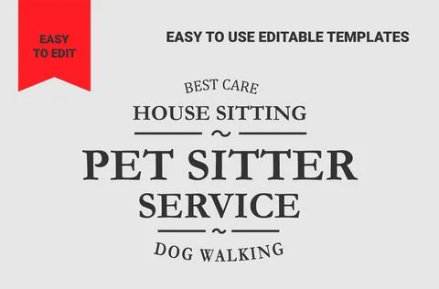 Label pattern, sticker design. Pet sitter service Stock Illustration