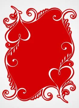 Label with patterned hand drawn rectangular frame. Illustrazione stock