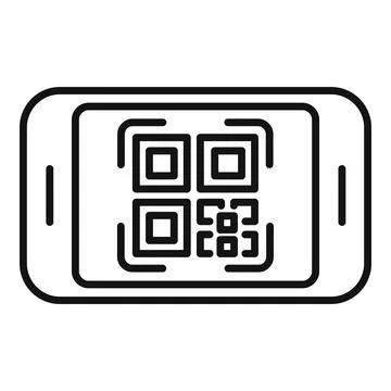 Label pay scan icon outline vector. Label cell Illustrazione stock