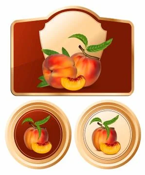 Label with peaches Stock Illustration