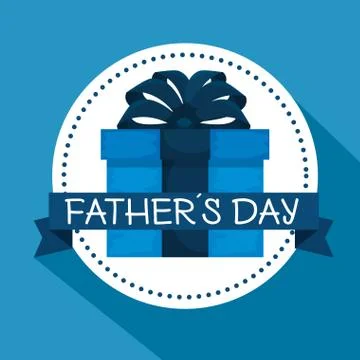Label with present and ribbon bow to fathers day 스톡 일러스트
