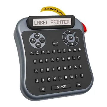 Label printer, 3D rendering Stock Illustration