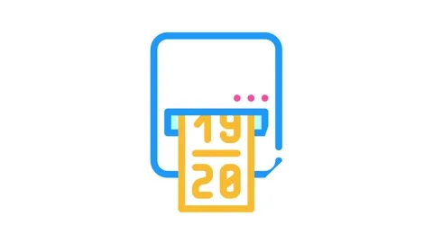 Label printer device color icon animation Stock Footage 156666736