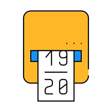 Label printer device icon color illustration Stock Illustration