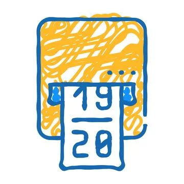 Label printer device icon doodle illustration Stock Illustration