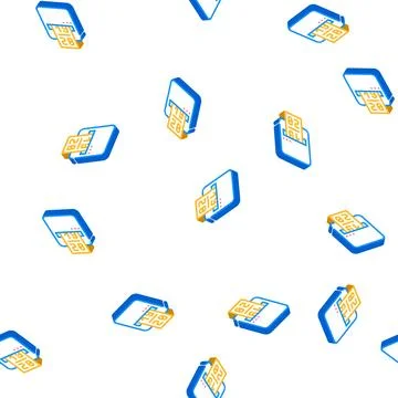 Label printer device isometric icon seamless pattern Stock Illustration