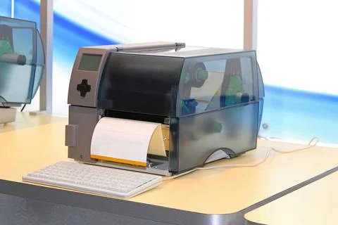 Label printer Label printer for self adhesive stickers in warehouse Copyri... Stock Photos
