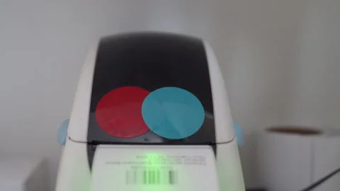 Label Printer at Work Stock Footage 300348028