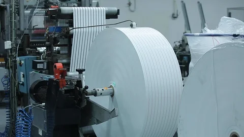 Label Printing big Roll with High speed labeling machine in industrial factory, Video stock 110771668