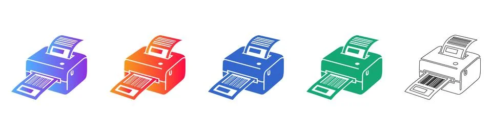 Label Printing Machine Vector Icons Illustrazione stock