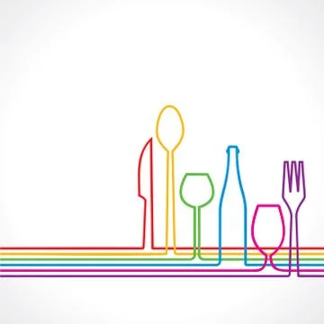 Label for restaurant with kitchen utensils vector Stock Illustration