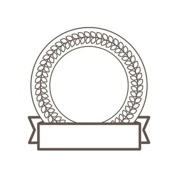 Label round decorative frame laurel ribbon Stock Illustration