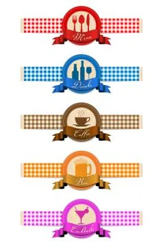 Label set for restaurant menu design Stock Illustration