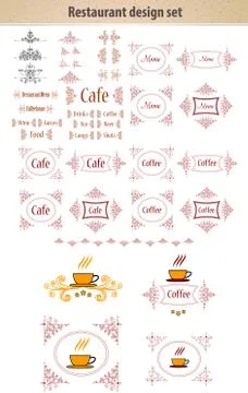 Label set for restaurant menu design Stock Illustration