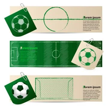 Label set of three with soccer elements Stock Illustration