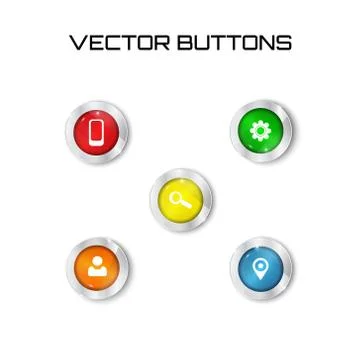 Label set vector. 5 color buttons with glass surfise. icons Stock Illustration