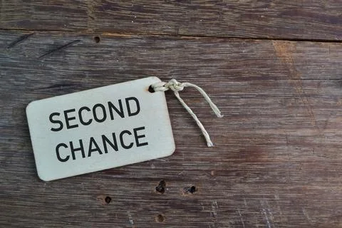 Label tag written with text SECOND CHANCE 스톡 사진