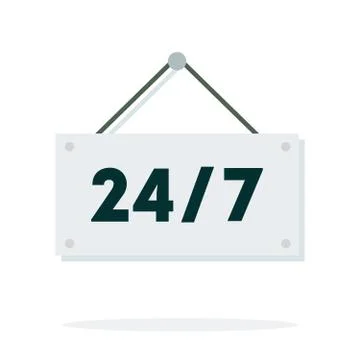 Label twenty-four on seven vector flat isolated Stock Illustration