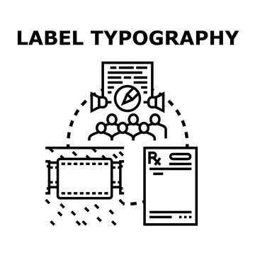 Label typography concept for product and document design Stock Illustration