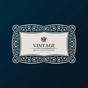 Label vector frame. Vintage banner decor Stock Illustration