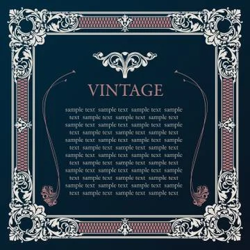 Label vector frame. Vintage tag decor medieval Stock Illustration