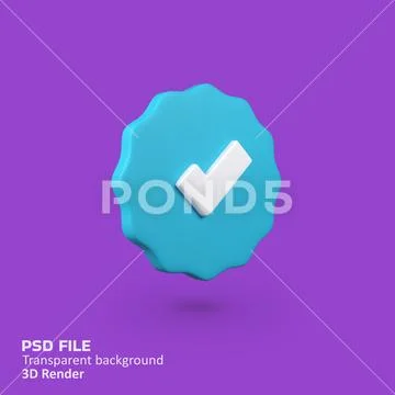 Label verified isolated 3d render icon illustration PSD Template