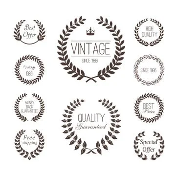 Label wheat silhouette set Stock Illustration