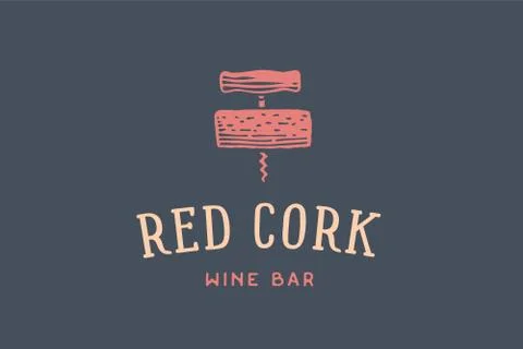 Label of wine bar with corkscrew Stock Illustration