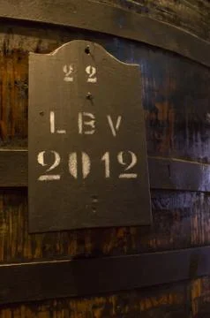 Label on a wine vat Stock Photos