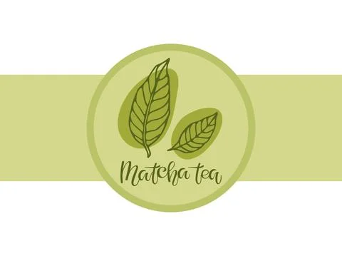Label, wrapper for green matcha Tea. Abstract background with green leaves Stock Illustration