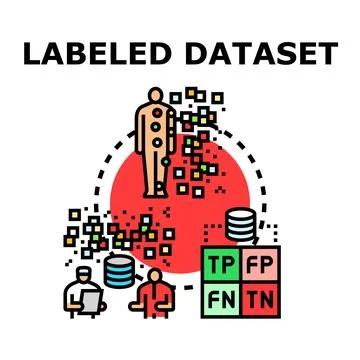 Labeled dataset creating with algorithm analysis Stock Illustration
