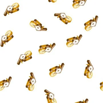 Labeler factory tool isometric icon seamless pattern Stock Illustration