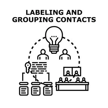 Labeling and grouping contacts for effective management Stock Illustration