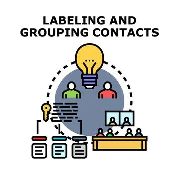 Labeling and grouping contacts for effective management 스톡 일러스트