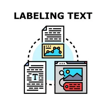 Labeling text data for machine learning development process Stock Illustration