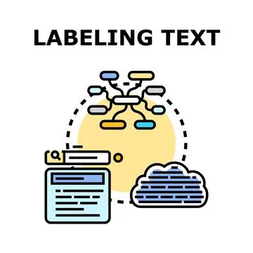 Labeling text data for machine learning and artificial intelligence Stock Illustration