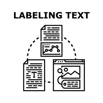 Labeling text data for machine learning development process Stock Illustration