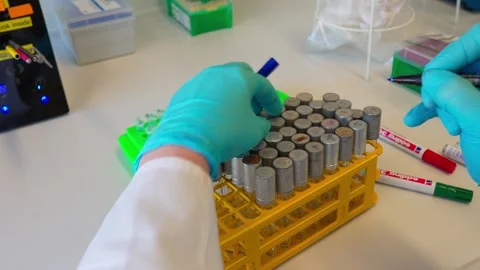 Labeling tubes of bacterial colonies for sowing on solid nutrient media Видео 263202660