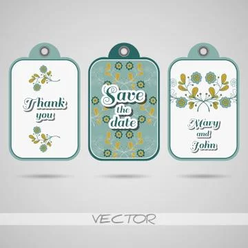 Labels Blue Flowers Stock Illustration