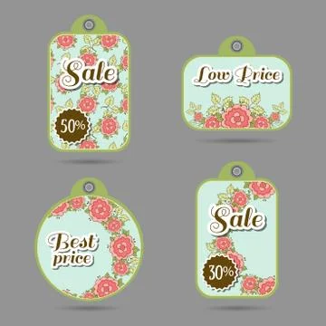 Labels Design Roses On Blue Stock Illustration