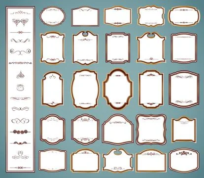 Labels frames and calligraphic elements. Vector Illustrazione stock