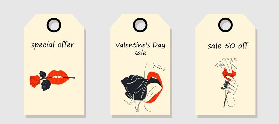 . Labels with Hand and rose simulating intercourse and sex. Stock-Illustration