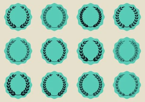 Labels with laurel wreaths Stock-Illustration