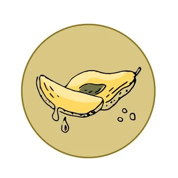 Labels with mango fruit sliced イラスト素材