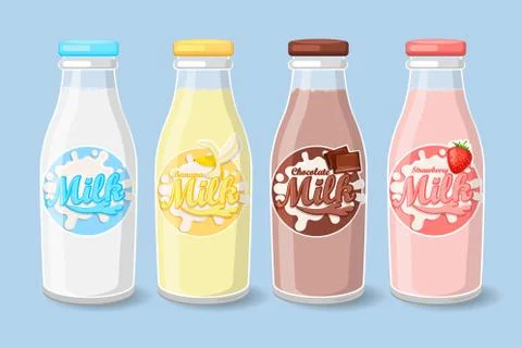 Labels on milk bottles. Illustrazione stock