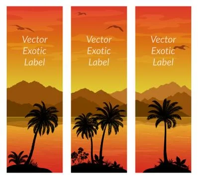 Labels with Palms Stock Illustration