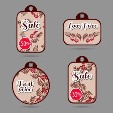 Labels Red Berries Stock Illustration