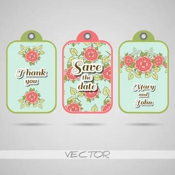 Labels Red Flowers Stockillustratie